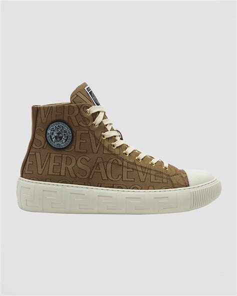 versace men's high top shoes|versace greca canvas sneakers.